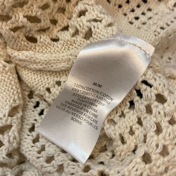 PINK ROSE Tan Crochet Scoop Neck Long Sleeve Fitted Sweater Junior Fit M - Picture 7 of 7